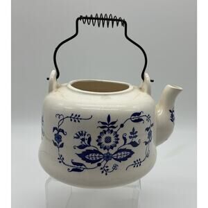 Nevco Porcelain Blue Onion Teapot - Made in Japan Broken Lid